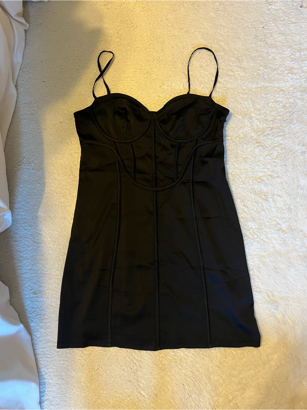 Hollister Black Structured Bustier Mini Dress Large